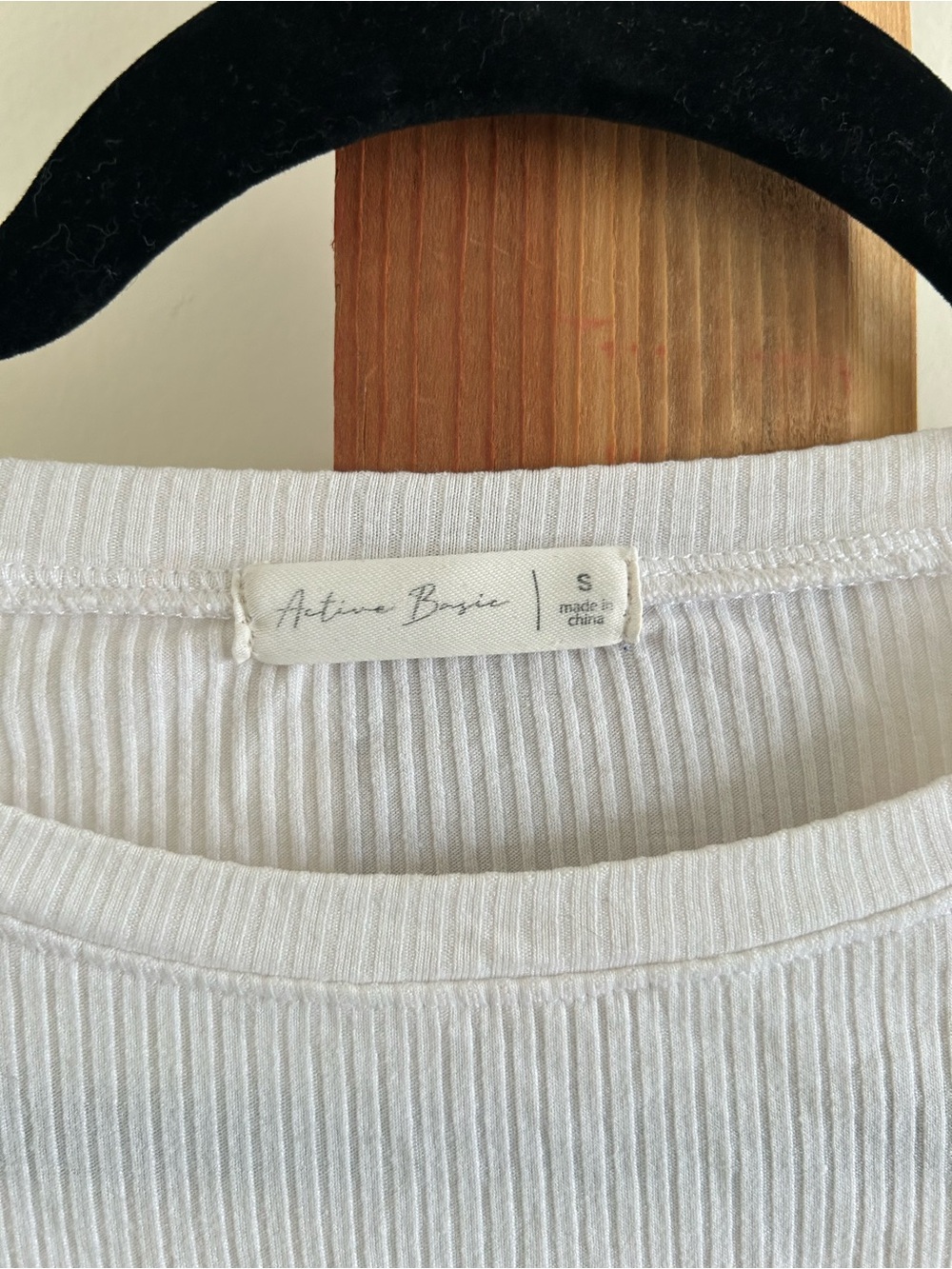 Active Basic White Ribbed Short Sleeve Tee - Picture 2 of 3